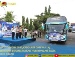 Program Arus Balik Gratis,Bupati,Kapolres, Dandim 0812 Lamongan Dan KA UPT LLAJ Lamongan Brangkatkan 3 Unit Bus