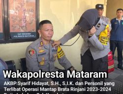 Wakapolresta Mataram AKBP Syarif Hidayat, S.H., S.I.K dan Personil yang Terlibat Operasi Mantap Brata Rinjani 2023-2024 Rutin Lakukan Cek Kesehatan