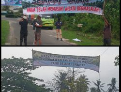Sebagai Bentuk Protes ke PT.KLTD, Puluhan Warga Merak Belantung Pasang Banner “Selamat Jalan Anda Telah Memasuki Wisata Bermasalah”
