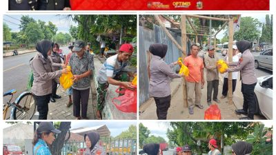 Jum’at Berkah, Satresnarkoba Polres Bojonegoro Bagikan Sembako Pada Tukang Becak dan Buruh Harian