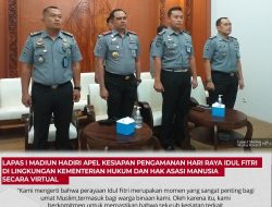 Lapas I Madiun Hadiri Apel Kesiapan Pengamanan Hari Raya Idul Fitri Di Lingkungan Kementerian Hukum dan Hak Asasi Manusia Secara Virtual