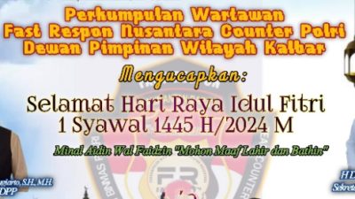 Agus Flores Beserta Jajaran PW FRN : Selamat Lebaran 1 Syawal 1445H