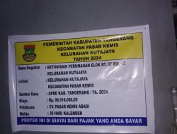 Terindikasi Curangan, Proyek Betonisasi Perumahan Elok Rw 12 Pasar Kemis Tetap di Cairkan, Aroma Konspirasi Kini Menguat.
