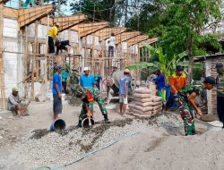 Kompak..!! Babinsa Koramil Ngasem Bojonegoro dan Warga bantu Pembangunan Yayasan