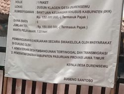 Pemdes Desa Durensewu Rehab Balai Desa Sumber Dari Dana (BKK) Tahun Anggaran 2024