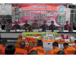 Polres Lampung Selatan Berhasil Ungkap Rp2,9 Miliar dan musnahkan 39,225 Miliar Narkotika