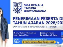 Pendaftaran SMA Kemala Taruna Bhayangkara Mulai dibuka, Ayo Daftarkan Segera Putra-Putri Anda !