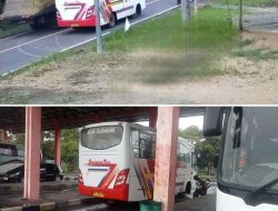 Diduga Ugal-ugalan dan Kecepatan tinggi Bus Penumpang Gunungmas Rute Bojonegoro-Ngawi Tak Sadar jika Srempet Pemotor