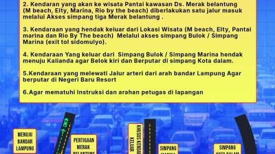 Polres Lampung Selatan Terapkan Sistem One Way saat Libur Lebaran di Jalur Wisata Pantai Kalianda