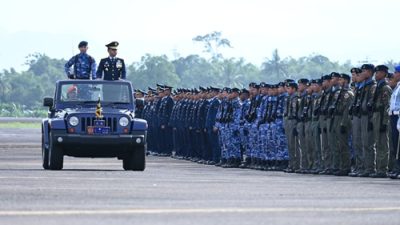 Upacara Peringatan HUT Ke-79 TNI AU Gabungan Makassar Dilaksanakan Di Lanud Sultan Hasanuddin