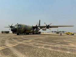 Pesawat TNI AU Hercules C-130 Dari Skadron Udara 33 Yang Membawa Bantuan Kemanusiaan Berhasil Mendarat di Myanmar