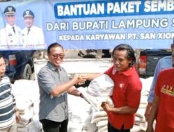 Bupati Lamsel Salurkan Bantuan 336 Paket Sembako Untuk Karyawan PT. San Xiong Steel Indonesia