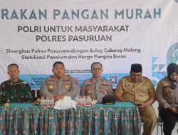 Polres Pasuruan Gelar Gerakan Pangan Murah, Sediakan 2 Ton Beras Warga Sukorejo Dan Tosari