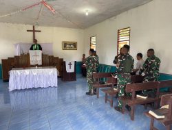 Dari Perbatasan Papua, Satgas Yonif 312/KH Hadiri Ibadah Kebaktian Bersama Masyarakat di Setiap Pos Jajaran