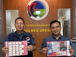 Polres Gresik Amankan Tersangka Pengedar Ribuan Pil Koplo di Tlogopojok