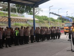 Polres Lampung Selatan Simulasikan Penanganan Lonjakan Kendaraan Mudik di Bakauheni