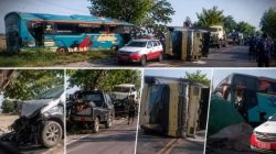 Kecelakaan Beruntun di Kawasan Tangkel, Burneh, Bangkalan: Melibatkan 1 Bus, 2 Truk, 1 Mobil, 1 Sepeda Motor