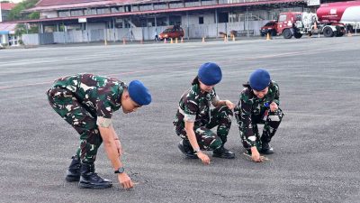 Pastikan Apron Bebas FOD, Personel Lanud Sjamsudin Noor Sisir Benda Asing Jaga Keselamatan Penerbangan Tetap Aman 6