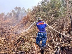 Jaga Gambut Tetap Aman, Satgas Darat Lanud Sjamsudin Noor Perkuat Pembasahan Berkelanjutan