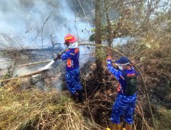 Siang Hingga Dini Hari, Satgas Karhutla Lanud Sjamsudin Noor Terus Bergerak, Terjang Padamkan Api di Lahan Gambut