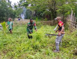 Gotong Royong di Batom sambut HUT Ke-81 TNI