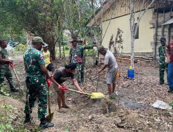 Penuh Kepedulian, Satgas TMMD ke-130 Bangun Rumah Warga Kampung Yamboi